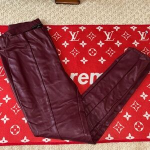 Ladies pleather maroon pants